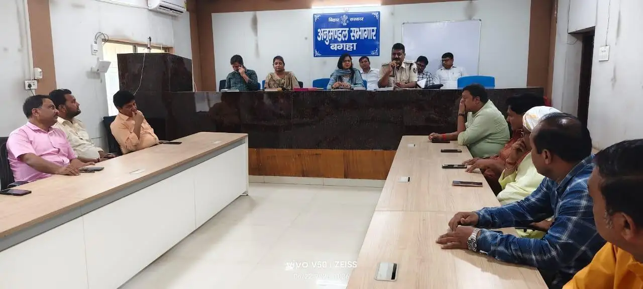 मुहर्रम पर्व को लेकर शांति समिती की बगहा अनुमंडल कार्यालय में SDM के नेतृत्व में हुई अहम बैठक।