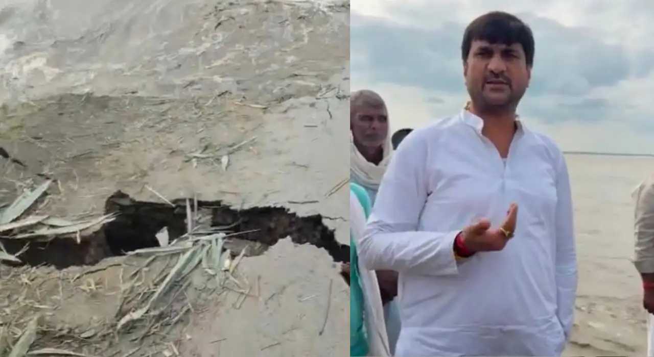 बिहार राजद एमएलसी सौरव कुमार नदी की कटाव स्थल पर चीउरही पहुंचे जाना हाल