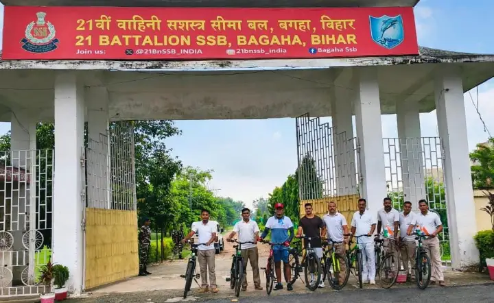 एसएसबी कमांडेंट 21वीं वाहिनी व जवान चलाये 40 कि.मी. संडे ऑन साइकिल, हर रविवार साइकिल पर होगा सीमा पर दौरा