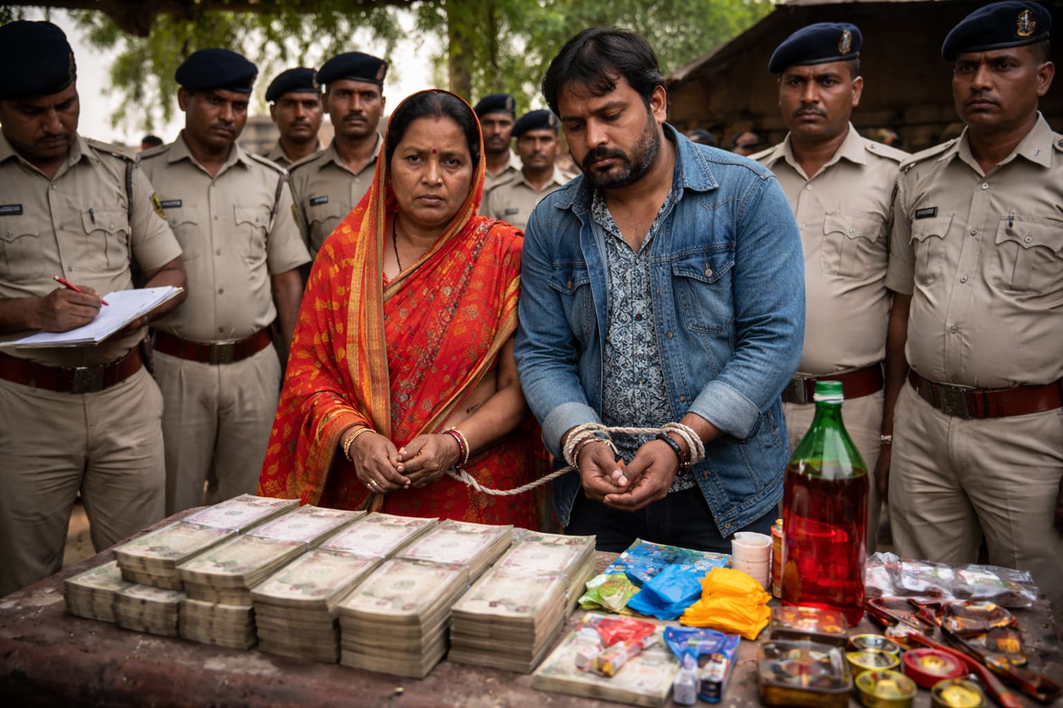 नोट डबल करने के नाम पर ठगी, महिला और दामाद गिरफ्तार; ग्रामीणों ने पकड़ा